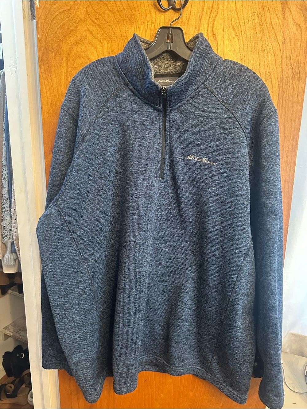 Eddie Bauer Men's Half-Zip Pullover Sweater in Navy Heather (heavy weight)